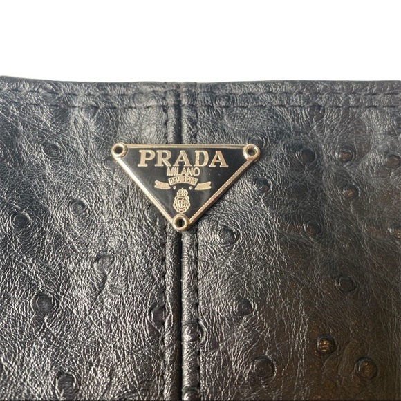 Prada Black Ostrich Leather Shoulder Bag - Picture 9 of 10